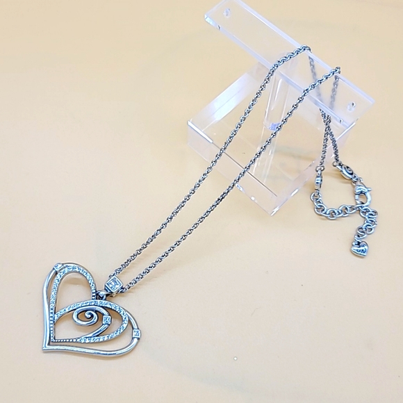 Brighton "CELESTIA LOVE" Silver Inset Swarovski Crystal Heart in Heart Pendant! - Picture 2 of 12